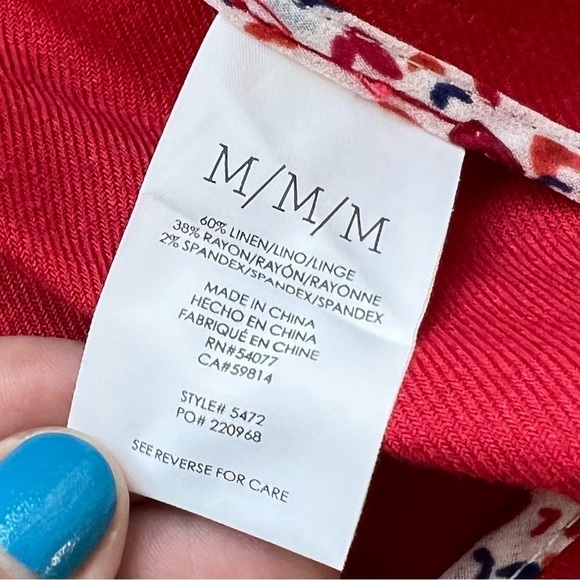 2/25 cabi Blazer Red Valentine Linen Blend Blazer Jacket M - Picture 5 of 6